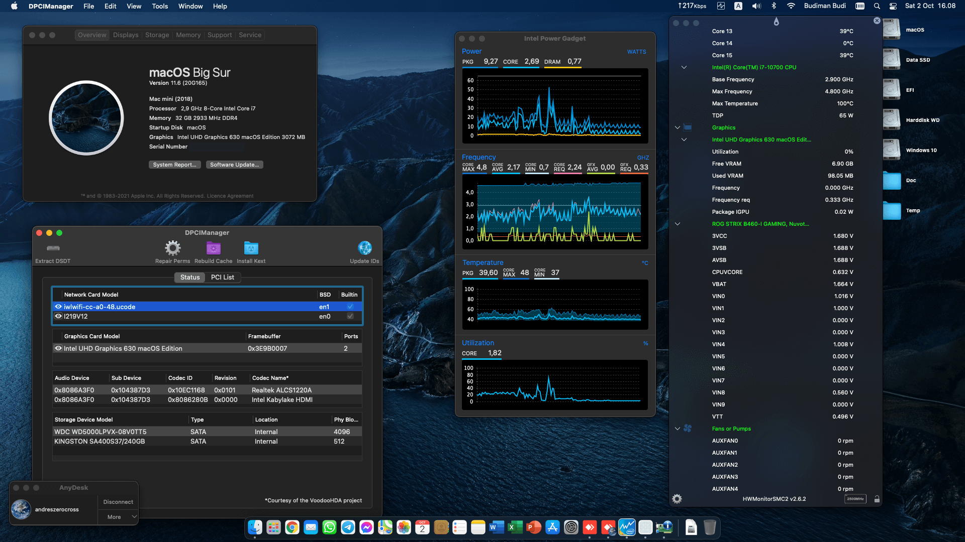 Success Hackintosh macOS Big Sur 11.6 Build 20G165 in Asus ROG Strix B460-I Gaming + Intel Core i7 10700 + Gigabyte GTX 1070 (Disabled)